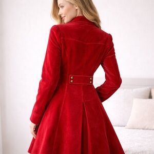 Elegant Red Pea Coat for Women